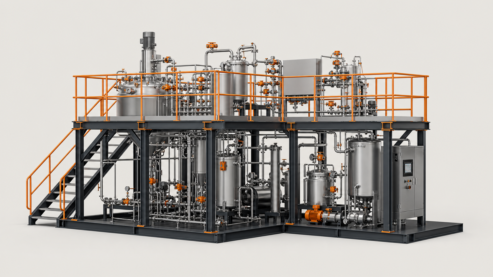 Complete integrated wet-process production skid